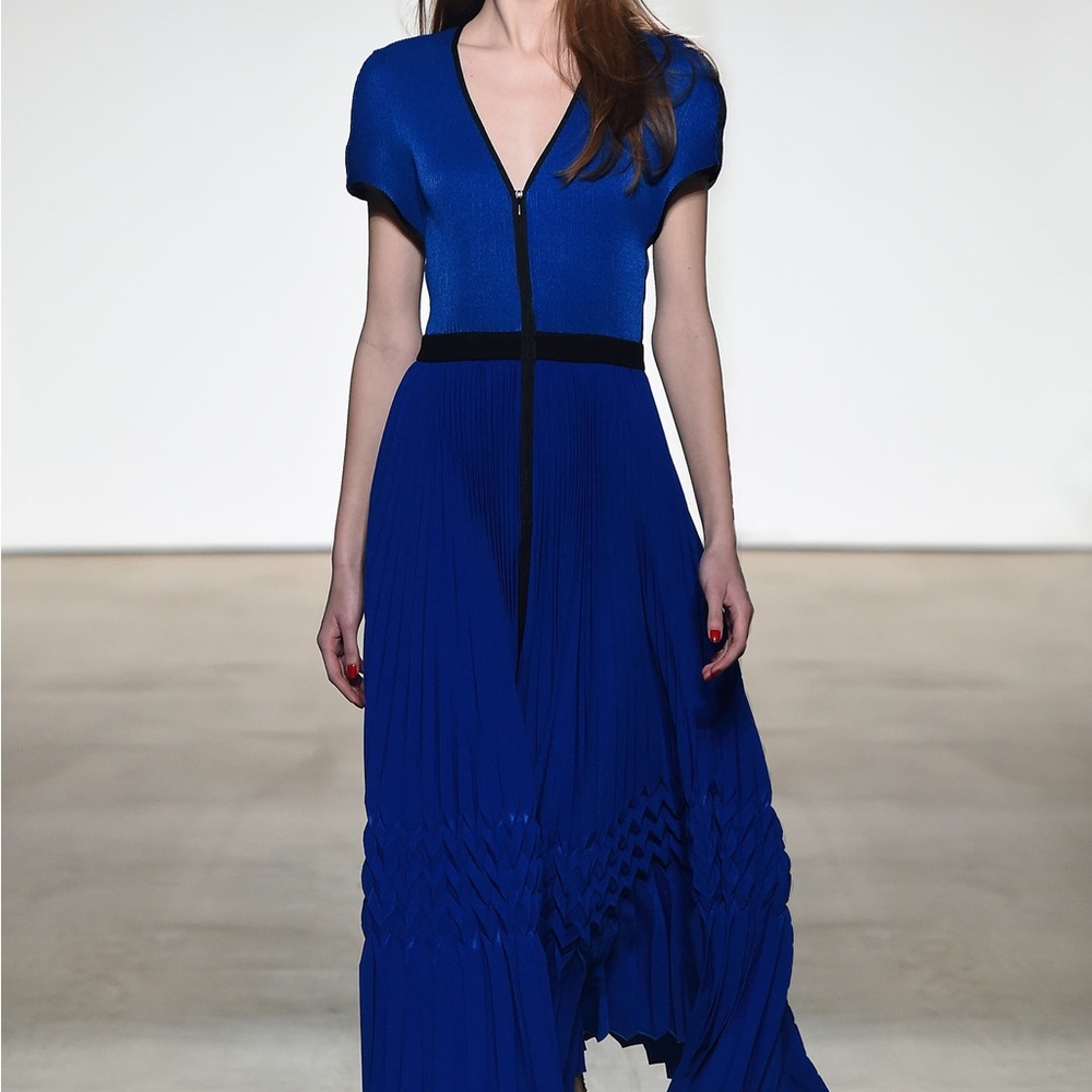 Barbara Casasola Pleated Crepe De Chine Midi Dress